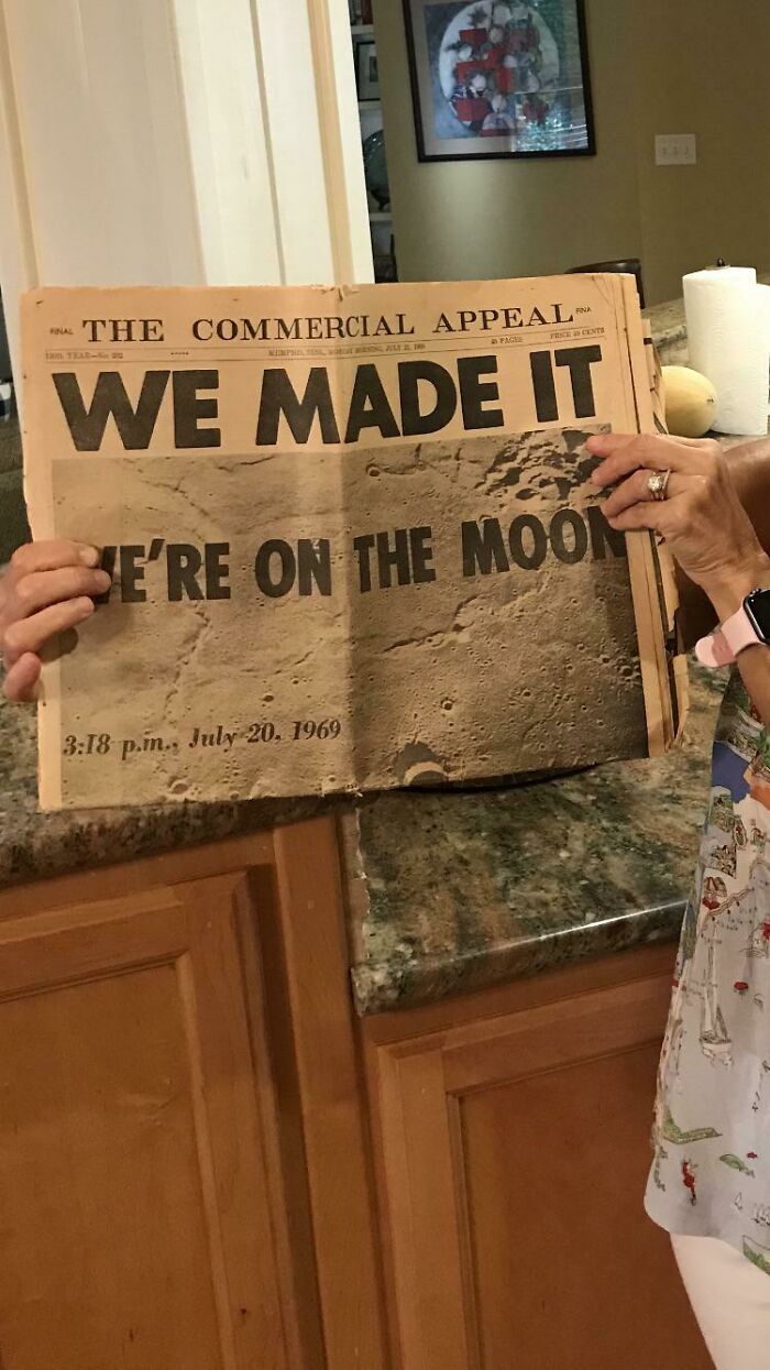 My Great Grandmother Kept A News Paper Of When America Landed On The Moon. Just Found It Today