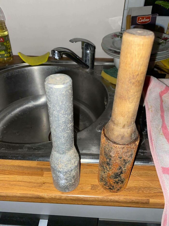 Shoutout To My Mom Who Very Kindly Brought Me "Dumbells" From The Basement And Even Washed Them So I Could Work Out At Home With Weights - Turns Out These Are Old Soviet-Era Hand Grenades
