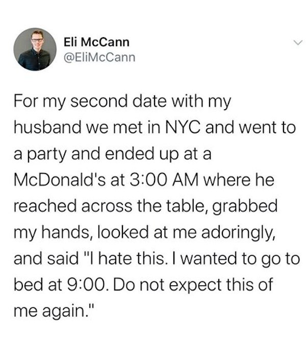 relatable memes -alternative ending to endgame - L Eli McCann For my second date with my husband we met in Nyc and went to a party and ended up at a McDonald's at where he reached across the table, grabbed my hands, looked at me adoringly, and said "I hat