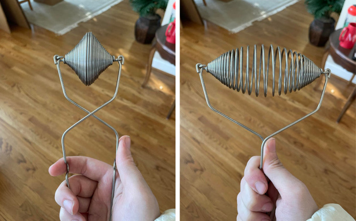 “Cleaning out my grandma’s house to sell and found this. What is it?” Answer: “It’s a flour duster. You use it to sprinkle flour across your work surface. You can use it to dust powdered sugar over cookies and whatnot too.”