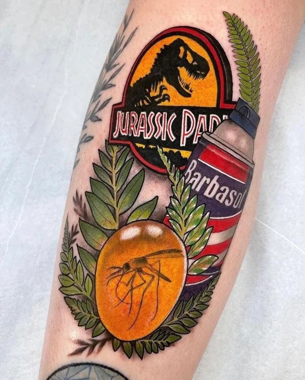 movie themed tattoos - temporary tattoo - Jurassic Par Barbaso