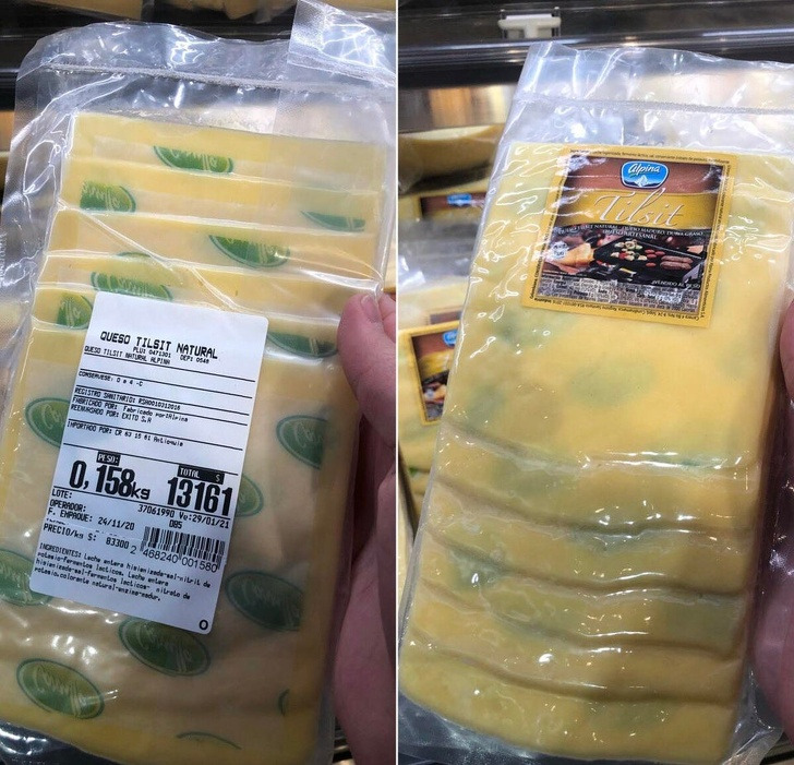 ’’The paper in between this sliced cheese makes it look like it has mold spots.’’