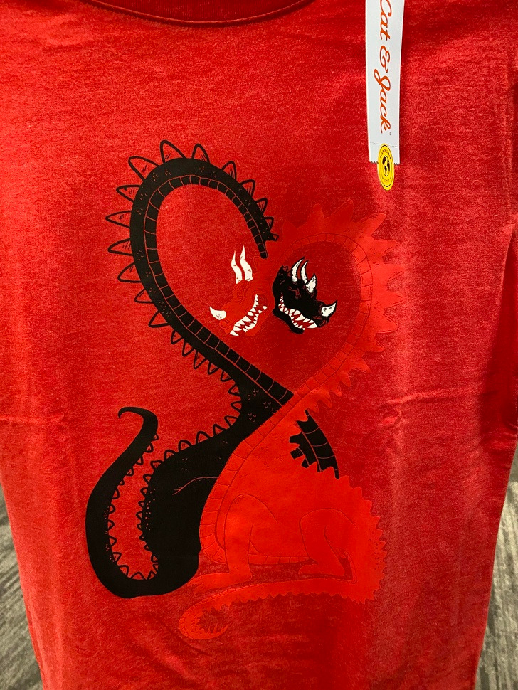 ’’Red design on a red shirt’’