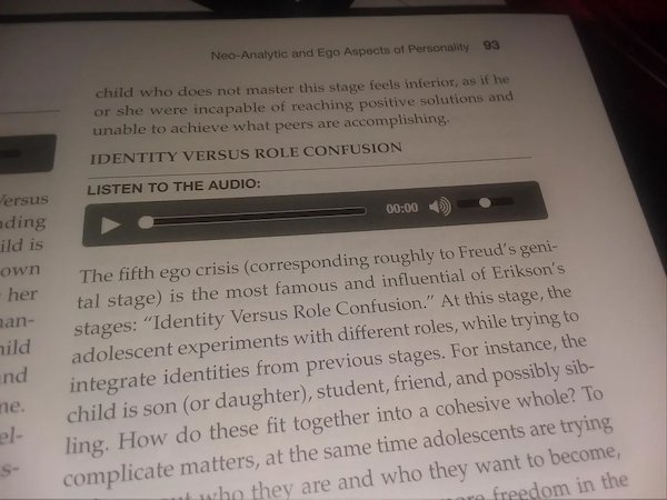 design fails - audio in a textbook - NeoAnalytic and Ego Aspects of Personality 93 child who does not master this stage feels inferior, as if he or she were incapable of reaching positive solutions and unable to achieve what peers are accomplishing. Ident