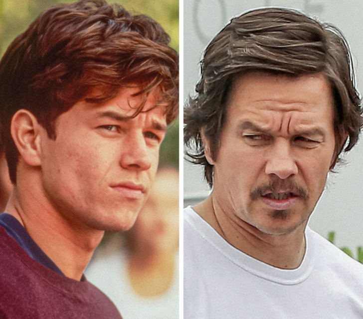 Mark Wahlberg, age 25 and 50