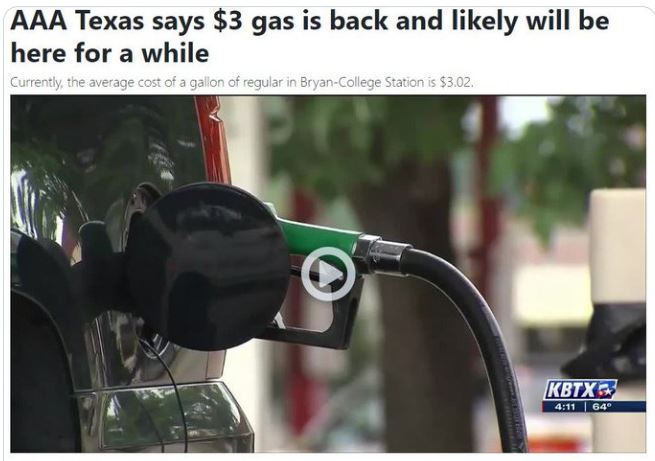 aged poorly - aged like milk - Fuel - Aaa Texas says $3 gas is back and ly will be here for a while Currently, the average cost of a gallon of regular in BryanCollege Station is $3.02. Kbtx 64