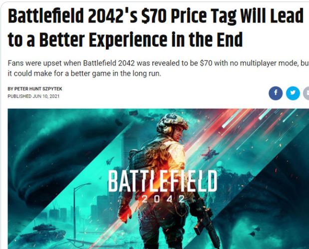 aged poorly - aged like milk - battlefield 2042 petition - Battlefield 2042's $70 Price Tag Will Lead to a Better Experience in the End Fans were upset when Battlefield 2042 was revealed to be $70 with no multiplayer mode, bu it could make for a better ga