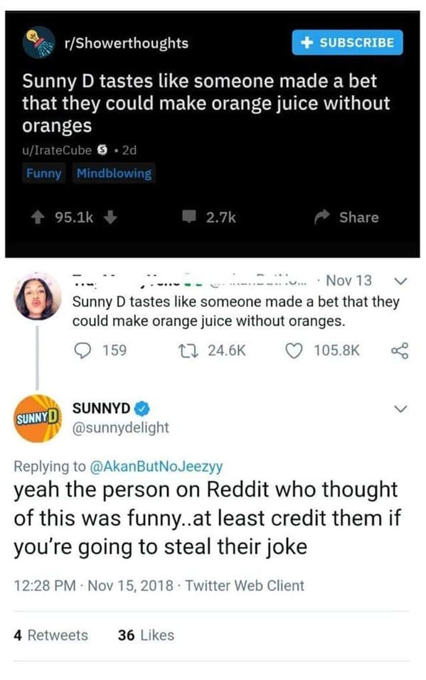 Pics of Stupidity - Sunny D tastes someone made a bet that they could make orange juice without oranges