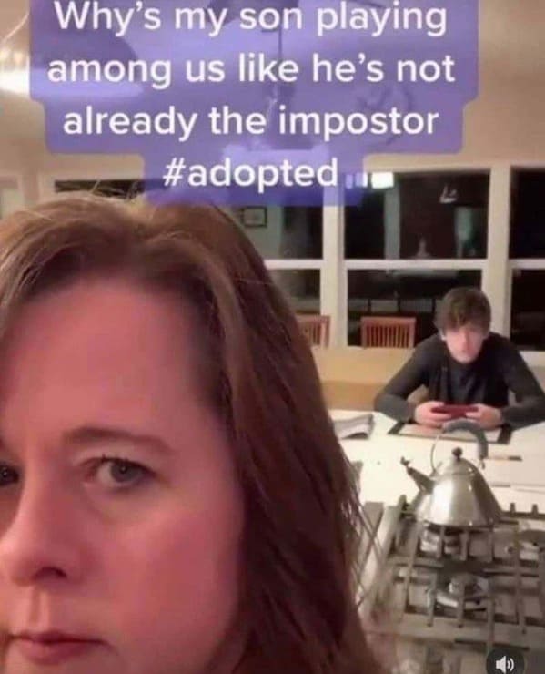 funny posts that made us hold up - my sons playing among us like he isn t already the impostor #adopted - Why's my son playing among us he's not already the impostor