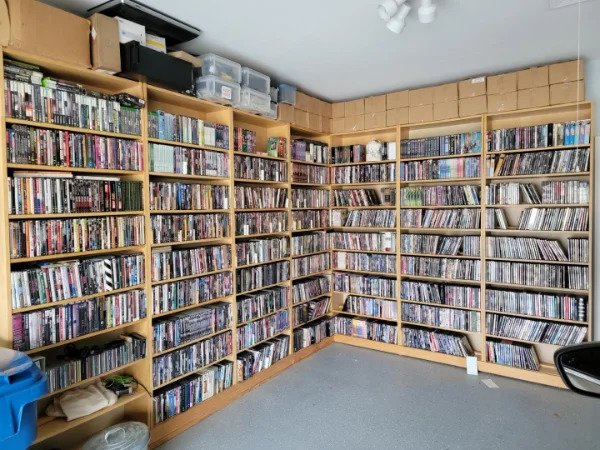 “My completely obsolete DVD collection.”