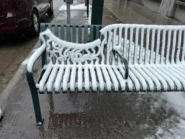 “The way the snow is melting on this bench.”