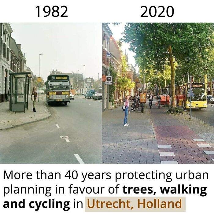 then and now - effects of time - utrecht urban planning - 1982 2020 20 Macker Voordorp More than 40 years protecting urban planning in favour of trees, walking and cycling in Utrecht, Holland