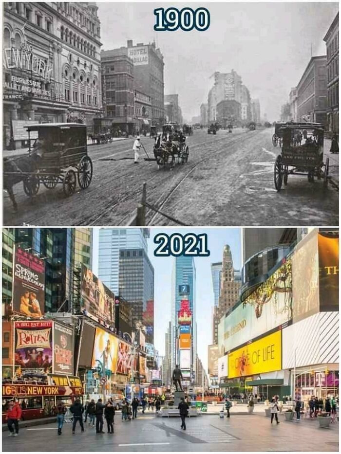 then and now - effects of time - times square - 1900 Botel Burmeseje Mitidwides 69 Racc 2021 Spring aan Abre Eat Blitt Riten Ed Core Of Life Igbus New York