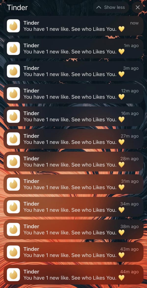 “I cancelled my Tinder Gold subscription today…”