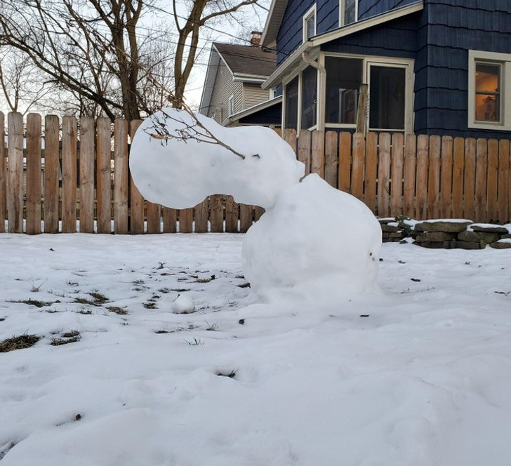 “My snowman is Matrixing after a warm day.”