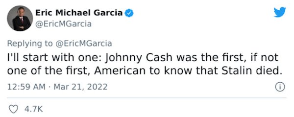 Crazy Facts - Johnny Cash was the first, if not one of the first, American to know that Stalin died.