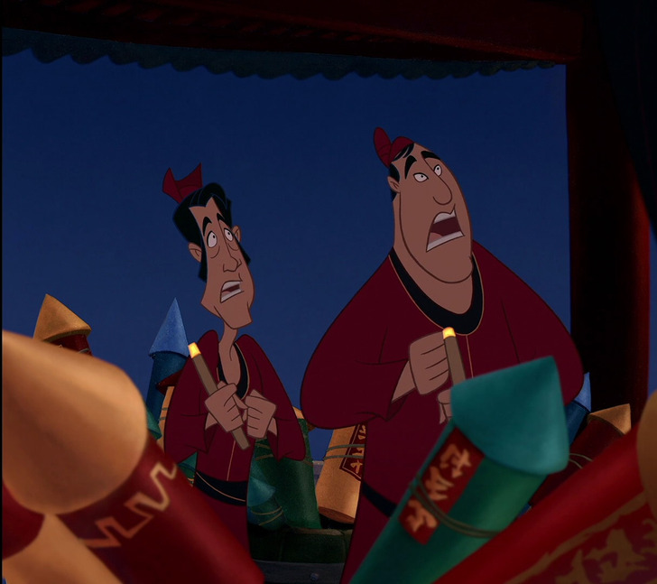Movie Easter Eggs - In Mulan (1998), Barry Cook and Tony Bancroft, the directors of the movie, appear as 2 firework handlers.