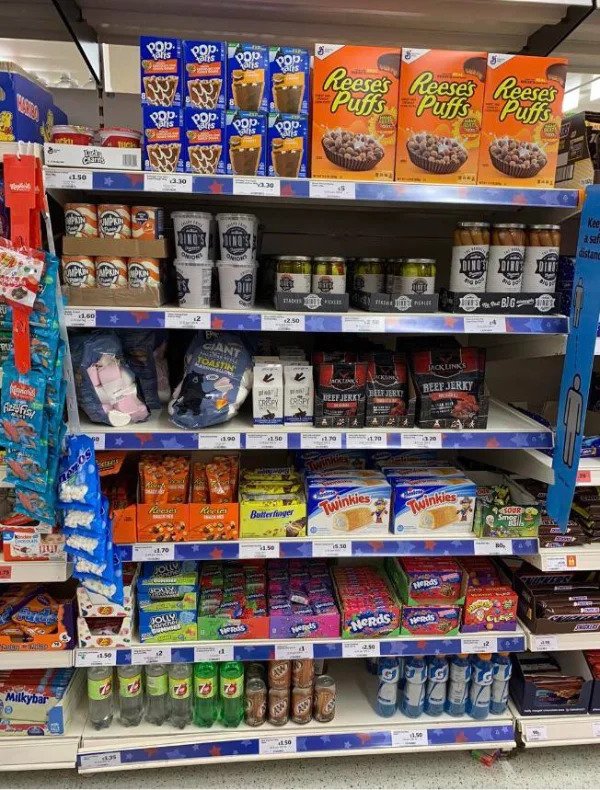 “The “American” section in an English supermarket.”