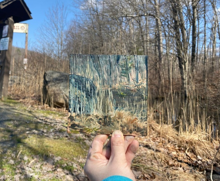 “One hour oil sketch at our local park today!”