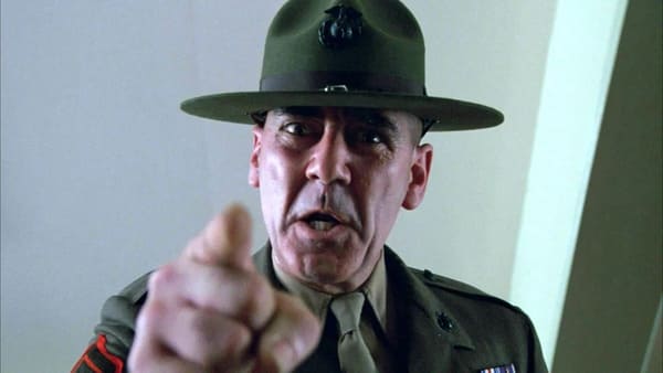 R. Lee Ermey, who plays Sergeant Hartman in Full Metal Jacket (1987), came up with 150 pages worth of insults for his role. Originally a technical advisor for the film, he took over after the original actor tired himself out after yelling for 30 minutes.