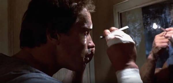 The Terminator (1984) During the scene where Terminator is removing his eye with an x-acto, there is no blade visible when he brings the knife to his eye