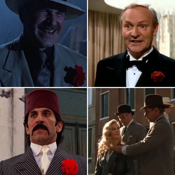 In 1989’s Indiana Jones and the Last Crusade, anyone with a lapel flower tries to kill Indy. Indy even signals Elsa is bad by giving her a flower when they meet.