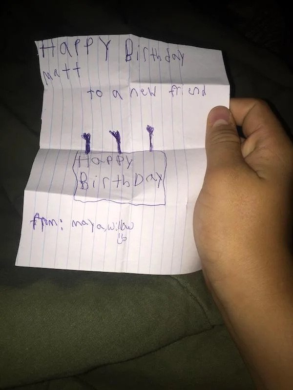 wholesome pics - handwriting - Happy Birthday Matt to a new friend Birth Day m; maya, Willow