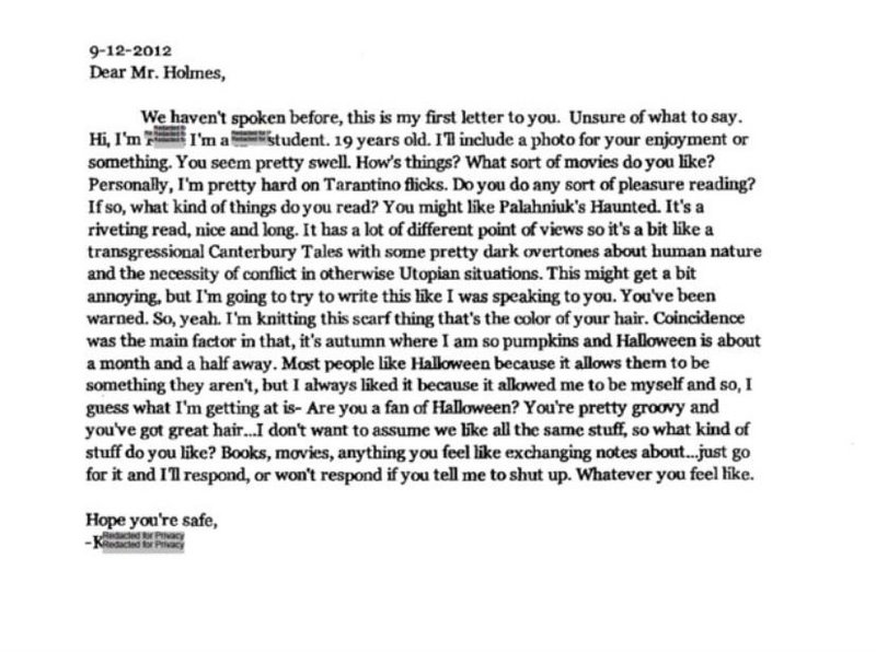 the darker side of life - Just one of the dozens of prison letters from female admirers sent to mass murderer James Holmes who opened fire on a theatre full of moviegoers at a midnight screening of the new Batman movie in Aurora, Colorado.