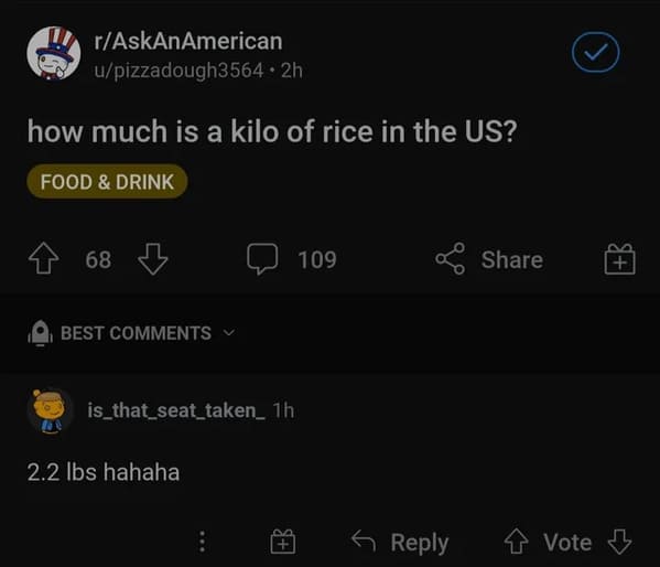 Taking Things Literally - how much is a kilo of rice in the Us? Food & Drink