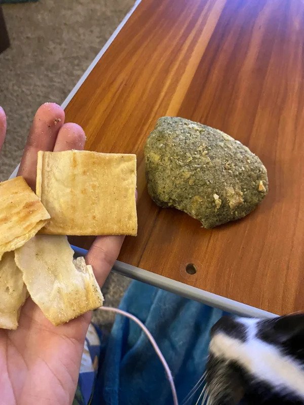 “I wondered why my chips had no flavor. All the seasonings were together in the shape of a rock.”