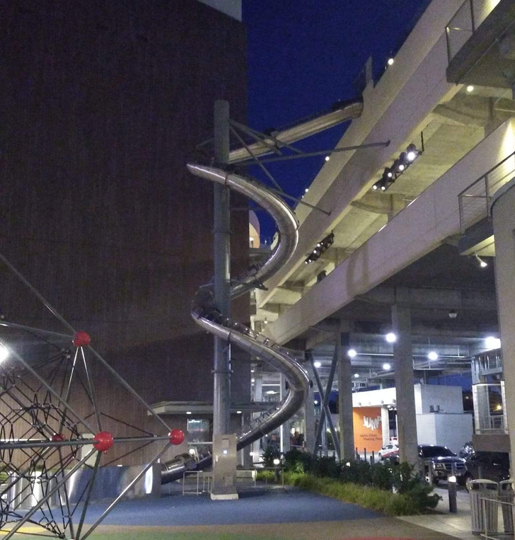 cool design wins --  This parking garage has a slide