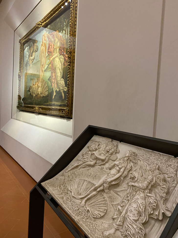 cool design wins - At the Uffizi Gallery in Florence, they have versions of paintings so that blind visitors can still enjoy the art