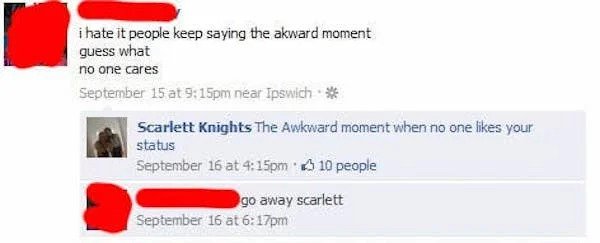 awkward moment when jokes - i hate it people keep saying the akward moment guess what no one cares September 15