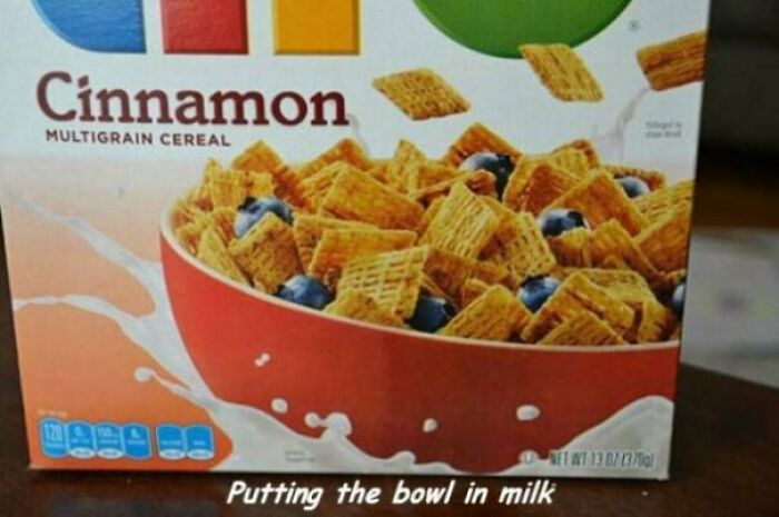dumb ideas - cinnamon multigrain cereal - Cinnamon Multigrain Cereal 12 285989 Putting the bowl in milk Fit 3 Bio