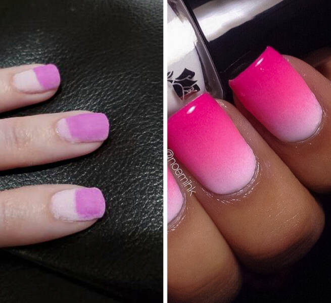 epic fails - funny fails - hot pink ombre dip nails