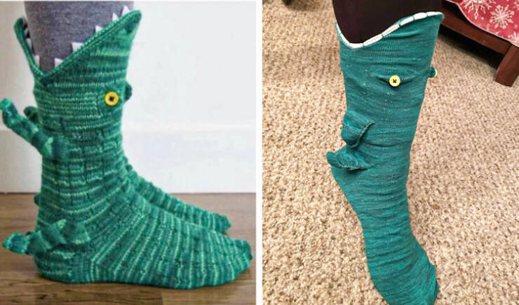 epic fails - funny fails - knit crocodile socks