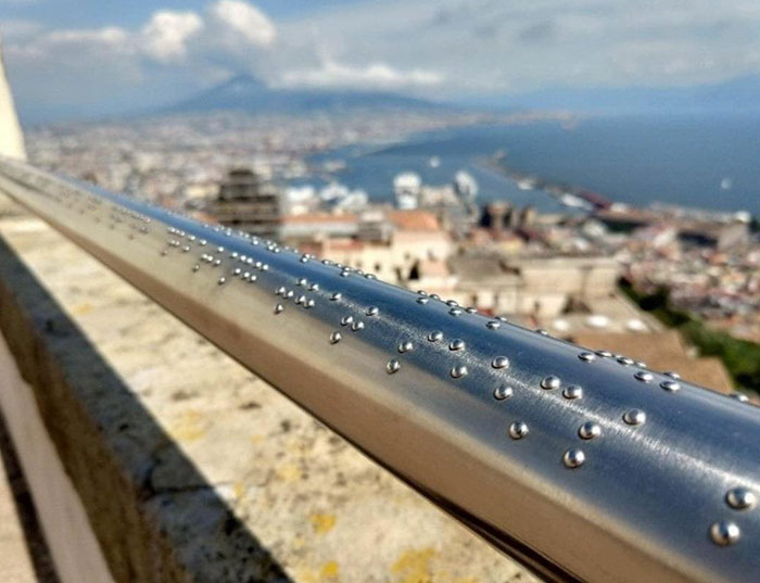 This Railing On Gazebo In Naples Has Braille Describing The View For Blind People. More Of This, Please
