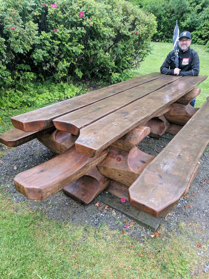 You Can Sit At The Ends Of This Picnic Table