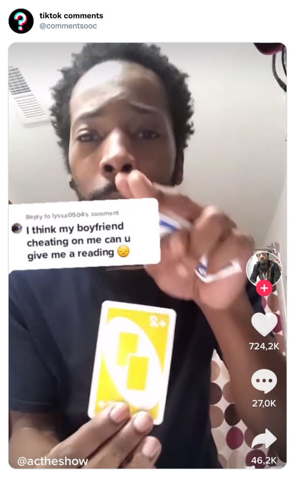 funny tiktok comments - photo caption - tiktok to lyssa 0504's comment I think my boyfriend cheating on me can u give me a reading