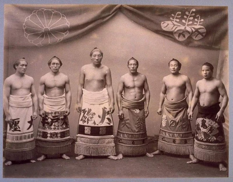 pics from history - Six sumo wrestlers circa 1890