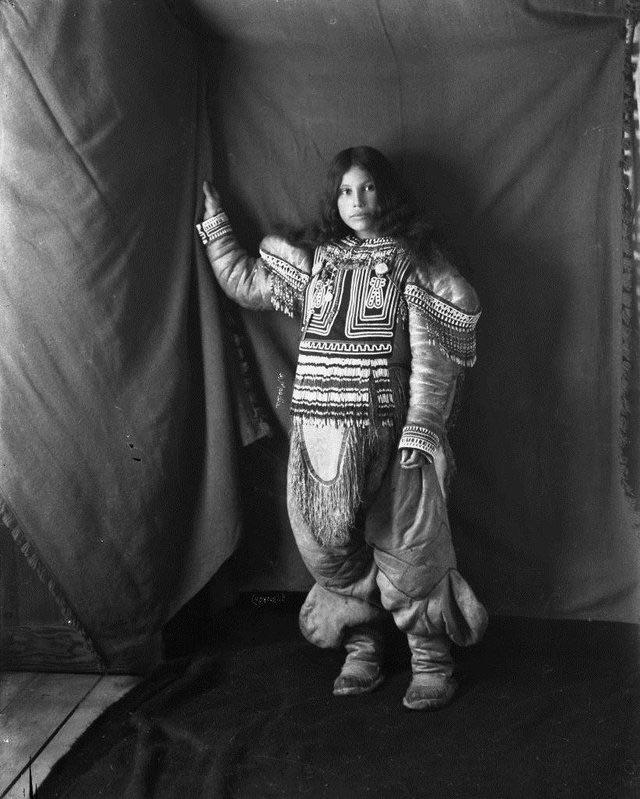 pics from history - Portrait of Inuit Woman, Kootucktuck, in her beaded attigi, Fullerton Harbour, Nunavut, february 1905.