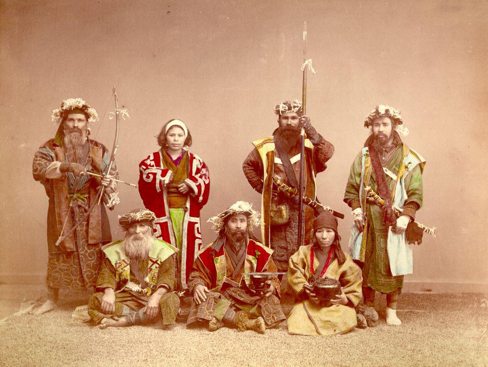 pics from history - Meeting of Ainu people. Indigenous people from northern Japan. ca. 1900