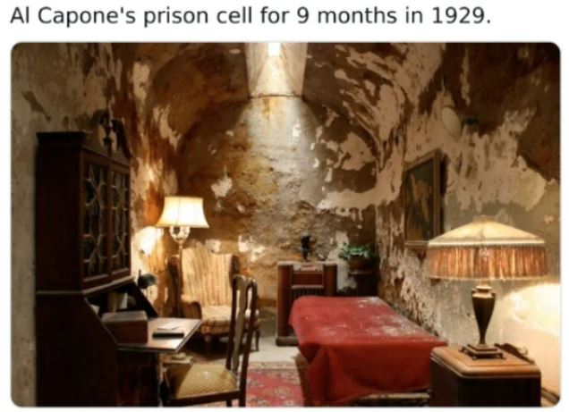 WTF History - eastern state penitentiary - Al Capone's prison cell for 9 months in 1929.