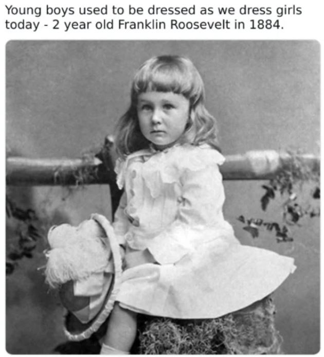 WTF History - franklin d roosevelt 1884 - Young boys used to be dressed as we dress girls today 2 year old Franklin Roosevelt in 1884.