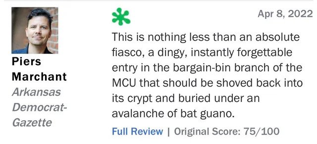 Clever Comments - This is nothing less than an absolute fiasco, a dingy, instantly forgettable entry in the bargainbin branch of the Mcu that should be shoved back into its crypt and buried under an avalanche of bat guano. Fu