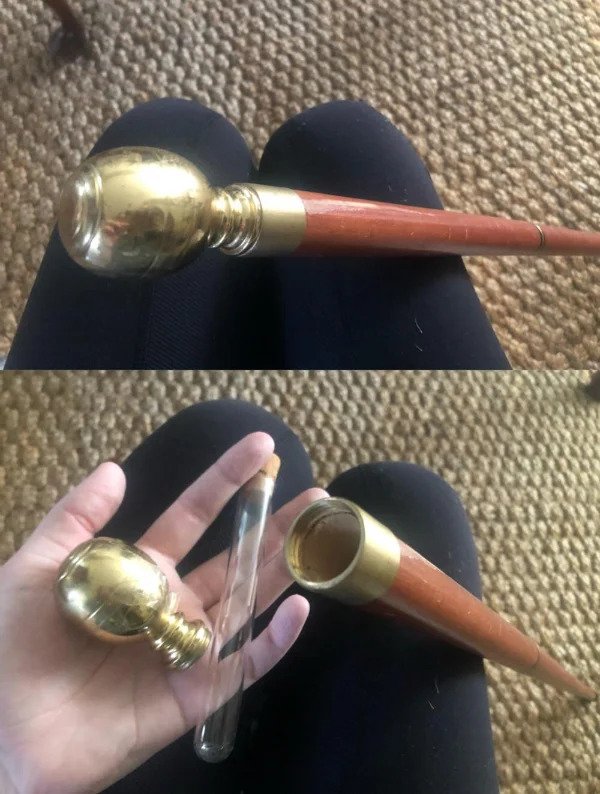 “My grandfather’s shillelagh (Irish walking stick) has a hidden compartment for storing a bit of whiskey.”