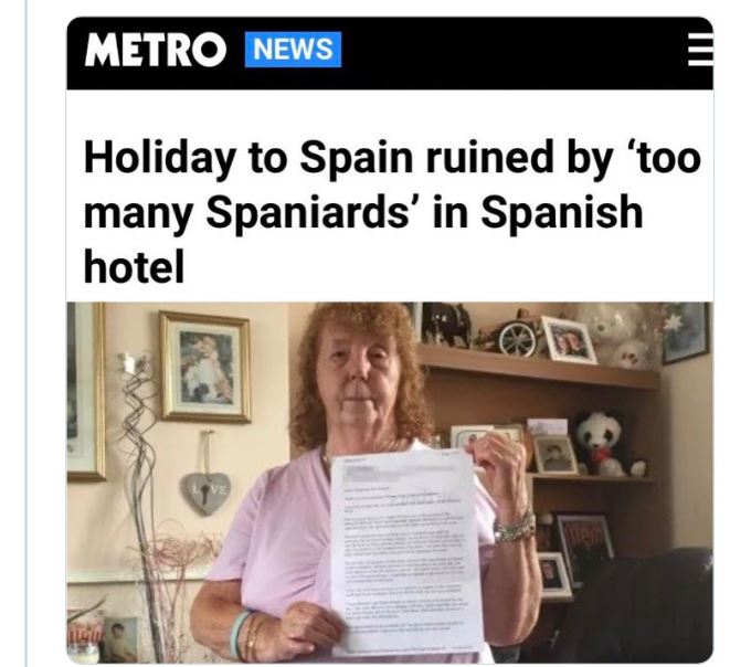 WTF Headlines - too many spanish in benidorm - Metro News Holiday to Spain ruined by 'too many Spaniards' in Spanish hotel