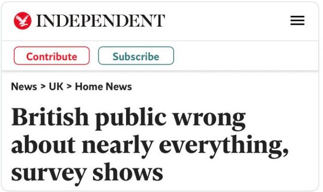WTF Headlines - Home News British public wrong about nearly everything, survey shows