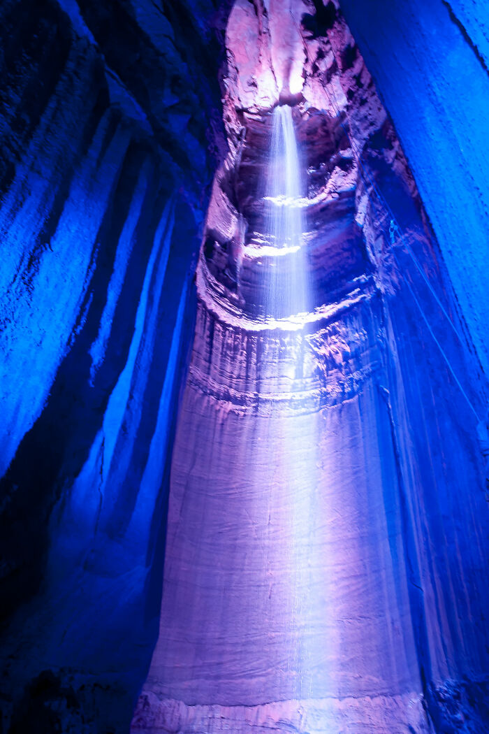 Ruby Falls is fake. Their waterfall is pumped in. It's artificial. The formations are paint and plastic and styrofoam or occasionally purchases from other caves halfway across the country. They lie about the height of the falls. Like not a little exaggeration, they claim it's almost twice as high as it is. Most of the stories your tour guides tell you are made up. Unless they have gray hair their funny quips about past tours are mostly bs. The employees are not told any of this and have to piece it together on their own. A lot of management legitimately doesn't know. The tour guides know and don't care, the ones that do care quit. They threaten to sue employees who ever reveal any of this EVEN TO FELLOW EMPLOYEES!