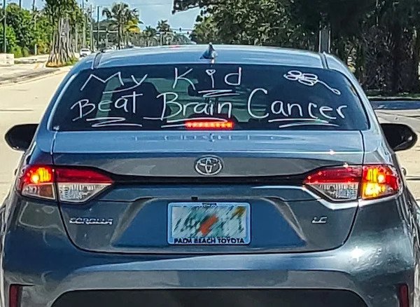wholesome pics - trunk - 83 My Kid Beat Brain Cancer Lc Za Corolla Padm Heach Toyota